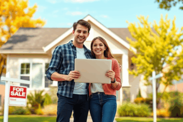 Een moderne woning met een tuin, symbool voor het realiseren van de droom van een eigen huis met een online lening.