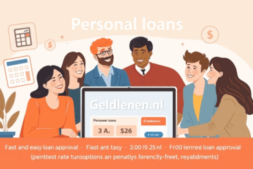 Afbeelding van de website Geldlenen.nl met informatie over persoonlijke leningen en snel goedgekeurde kredieten.