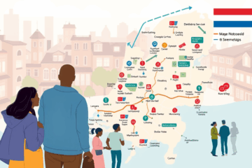 Een eenvoudige kaart voor immigranten met praktische informatie voor nieuwkomers.