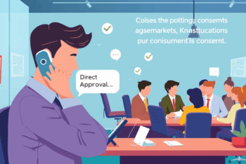 Illustratie van directe goedkeuring via de telefoon met consumenten in gesprek.