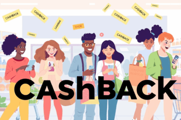 Een afbeelding van een shopper die geld terugkrijgt met cashback op aankopen.