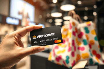 Een afbeelding van de Wehkamp Creditcard in gebruik bij het online winkelen.