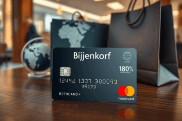 Een afbeelding die de voordelen van de Bijenkorf Card benadrukt, zoals spaarpunten en verzekeringen.